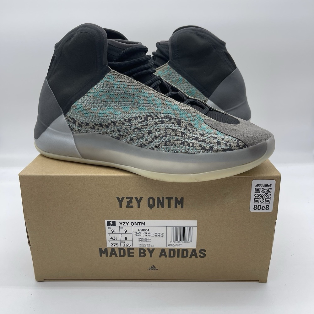 Adidas Yeezy QNTM Men's Size 9.5 Basketball Shoes G58864 Teal Blue Sneakers